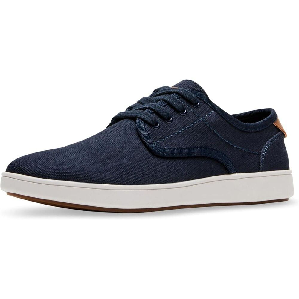 Men's Navy Fabric Round Toe Lace-up Rubber Sole Lightweight Fashion Sneakers